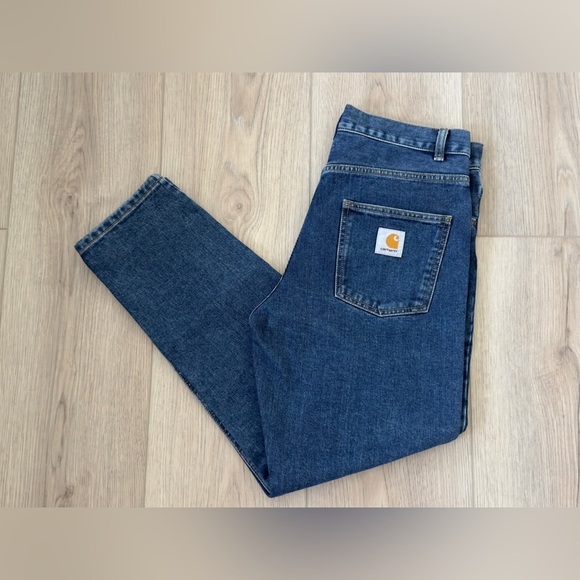 Carhartt Blue Relaxed Jeans with Signature Logo - Picture 1 of 11